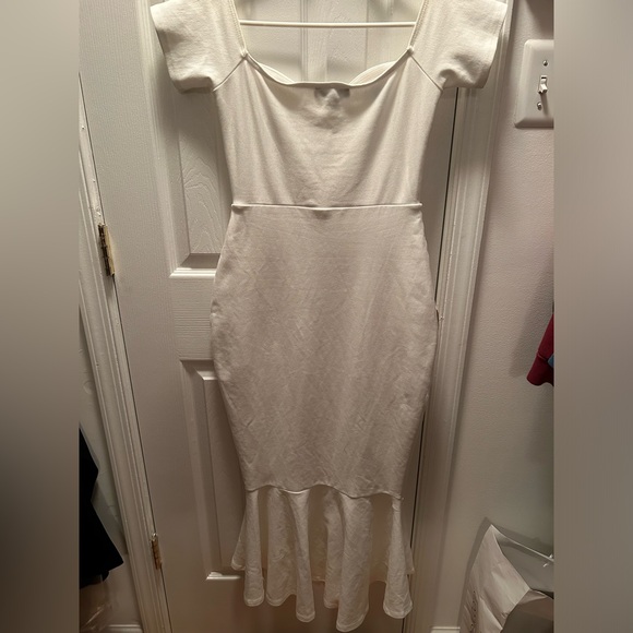Lulus - White, Off the Shoulder Midi Dress, small - Picture 5 of 5